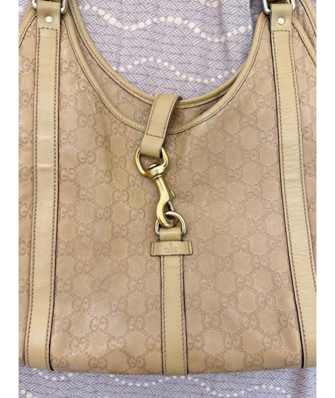GUCCI Бежевая кожаная сумка тоут, фото 4