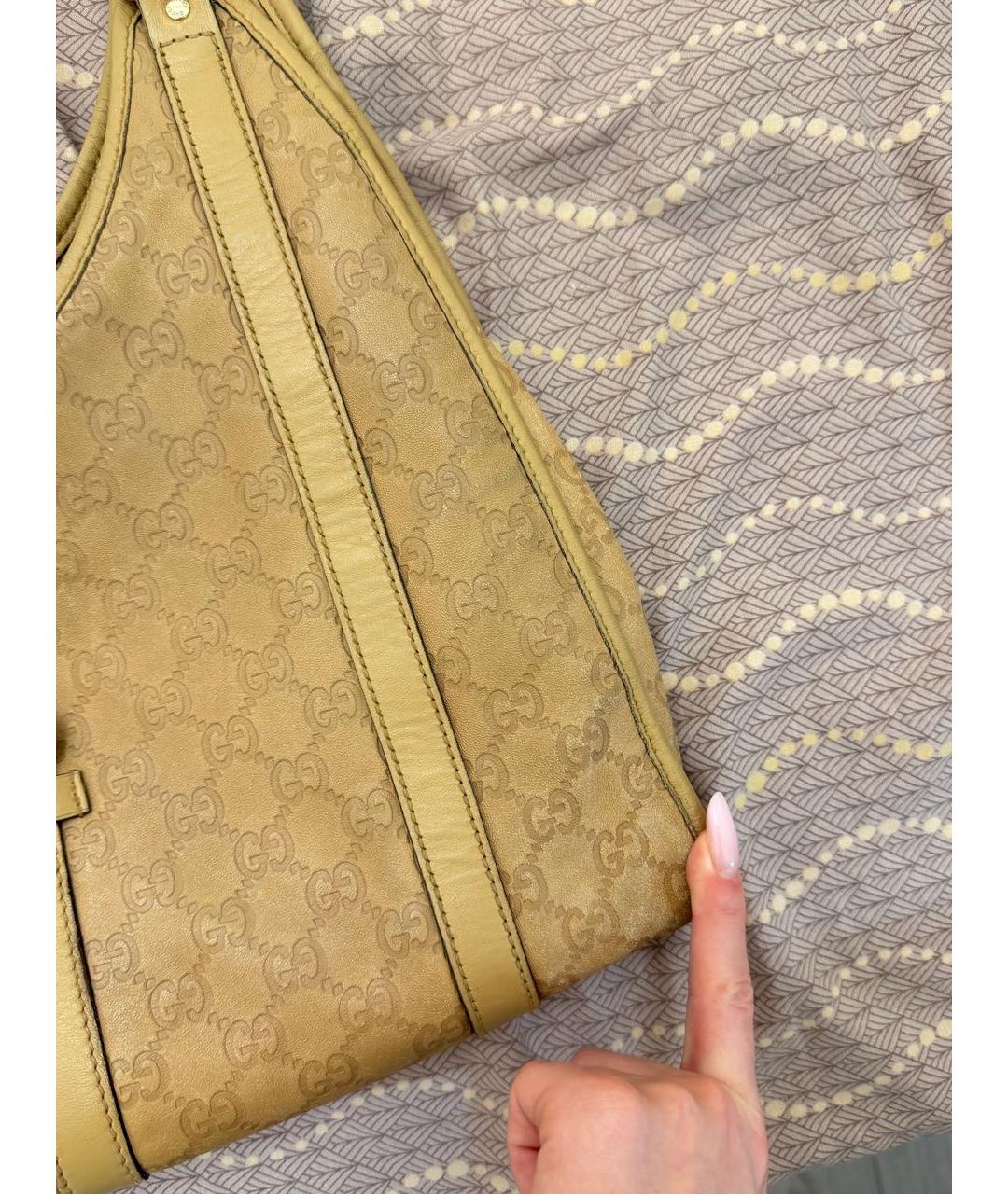 GUCCI Бежевая кожаная сумка тоут, фото 6