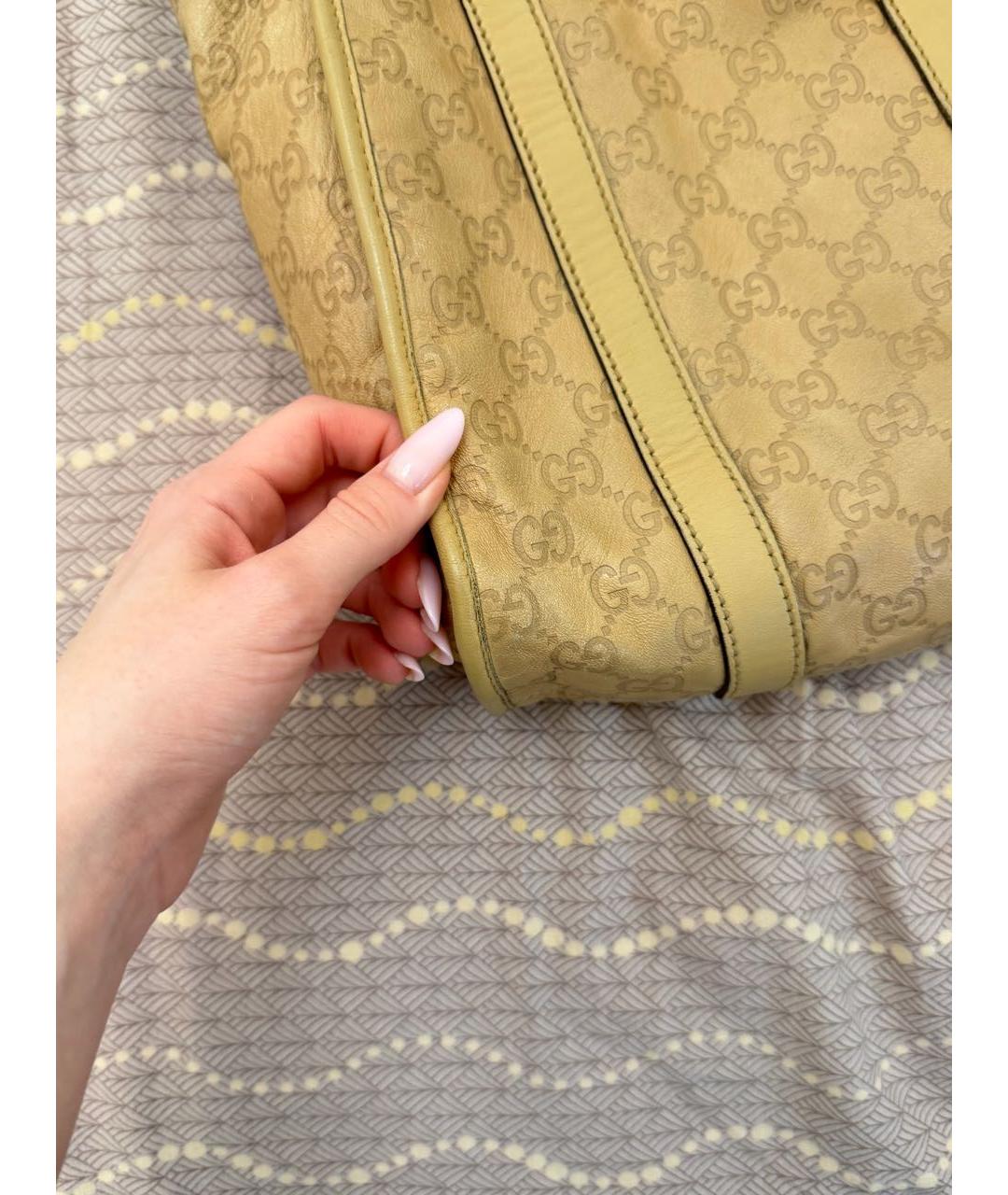 GUCCI Бежевая кожаная сумка тоут, фото 8