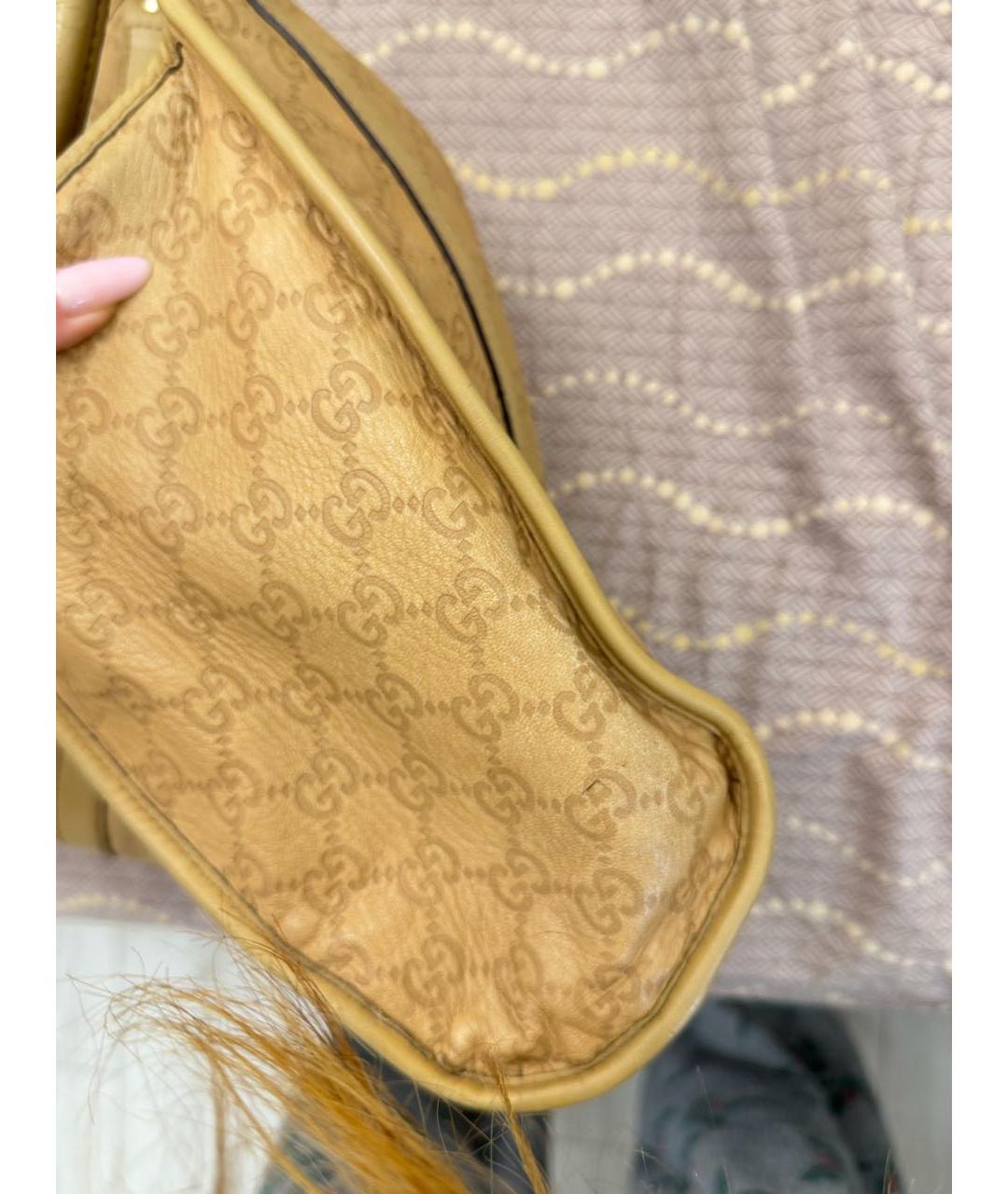 GUCCI Бежевая кожаная сумка тоут, фото 7