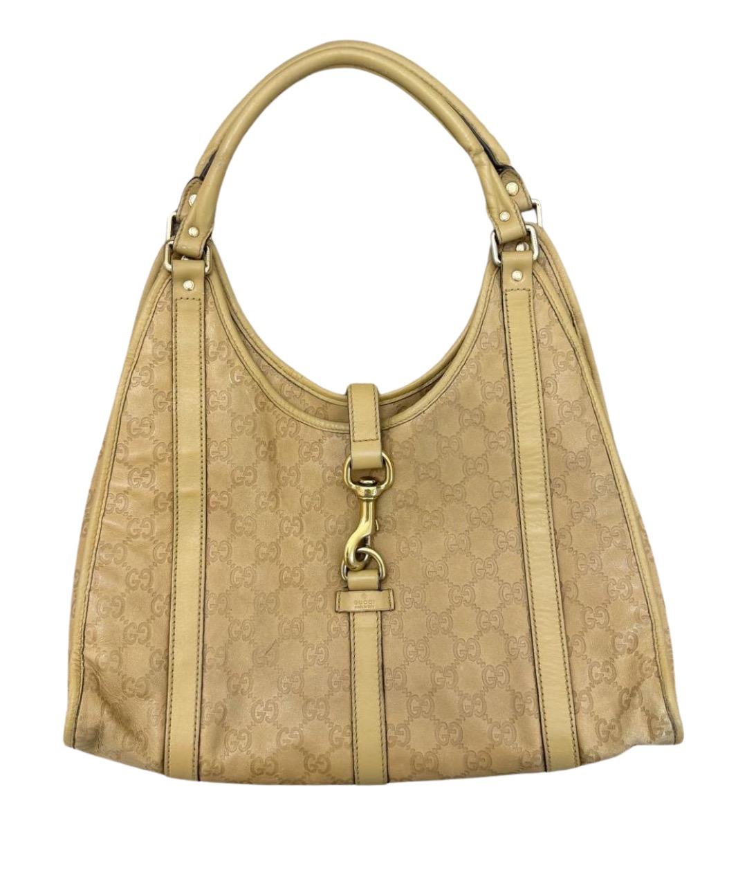 GUCCI Бежевая кожаная сумка тоут, фото 1