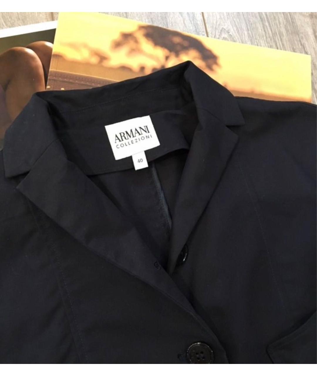 ARMANI COLLEZIONI Темно-синий хлопковый тренч/плащ, фото 5