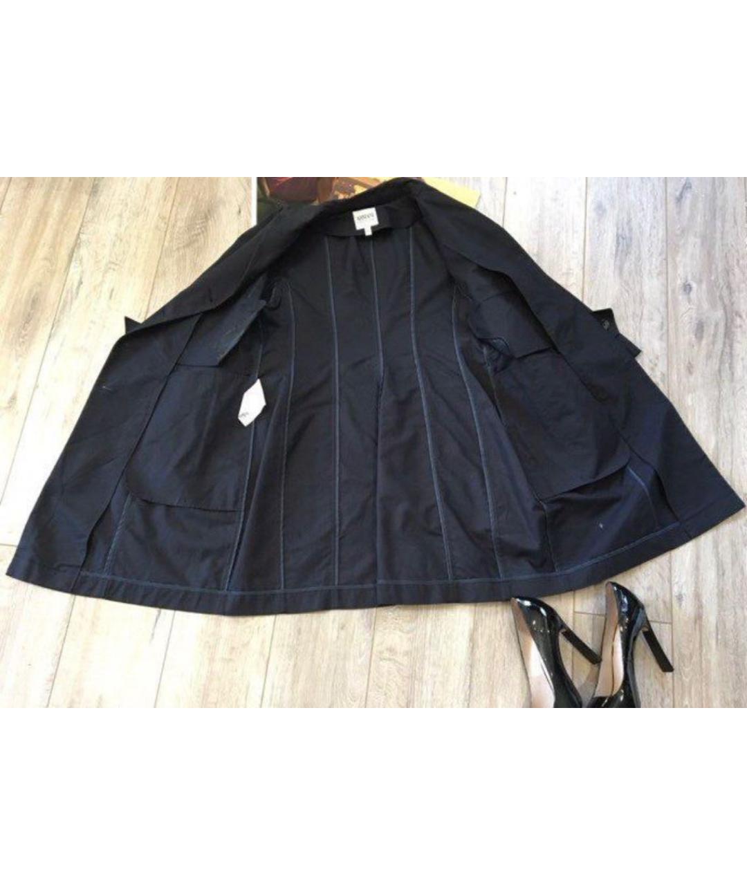 ARMANI COLLEZIONI Темно-синий хлопковый тренч/плащ, фото 8