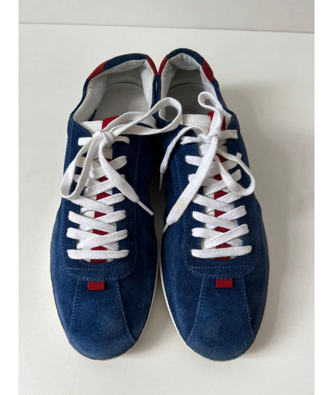 GUCCI Темно-синие замшевые высокие кроссовки / кеды, фото 2