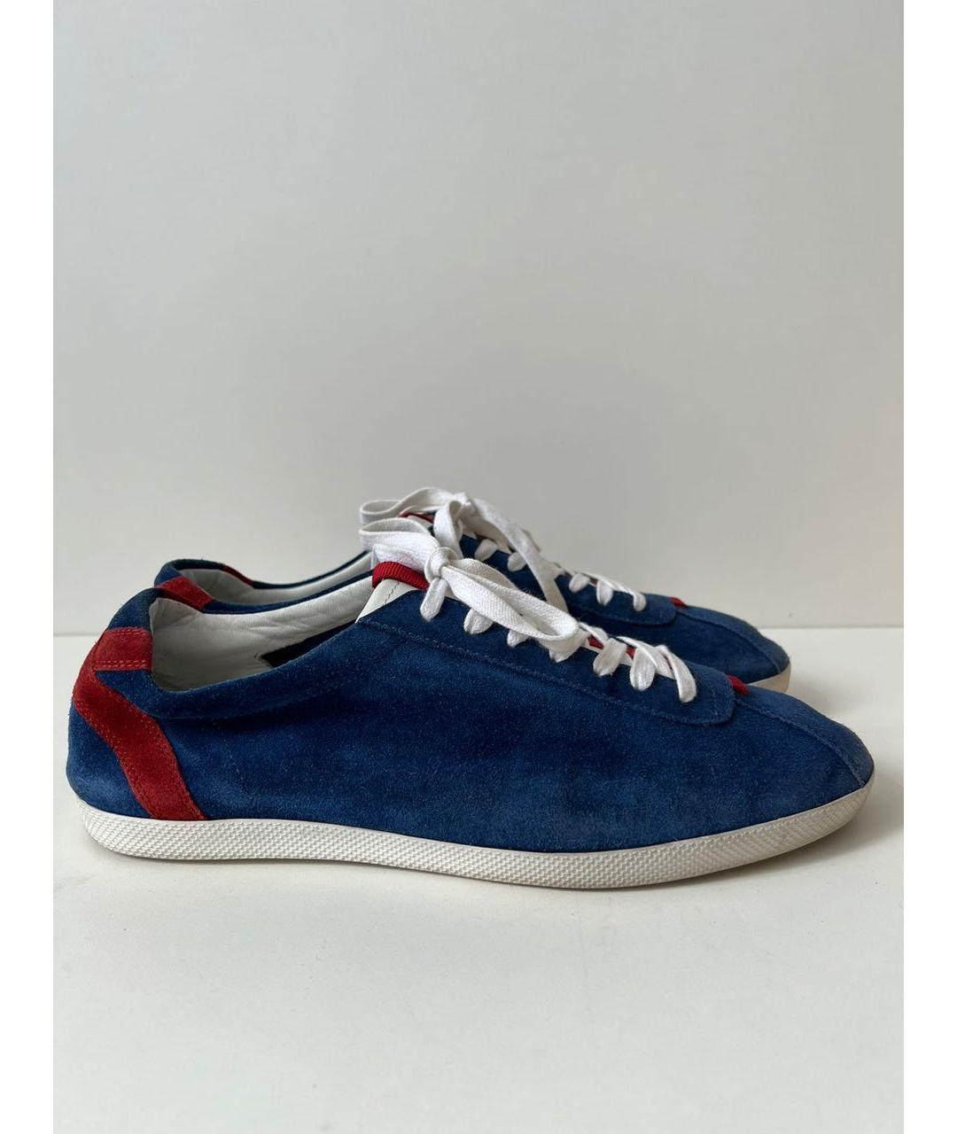 GUCCI Темно-синие замшевые высокие кроссовки / кеды, фото 9