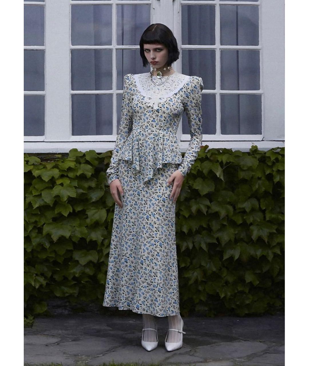 ALESSANDRA RICH Бежевое шелковое платье, фото 6