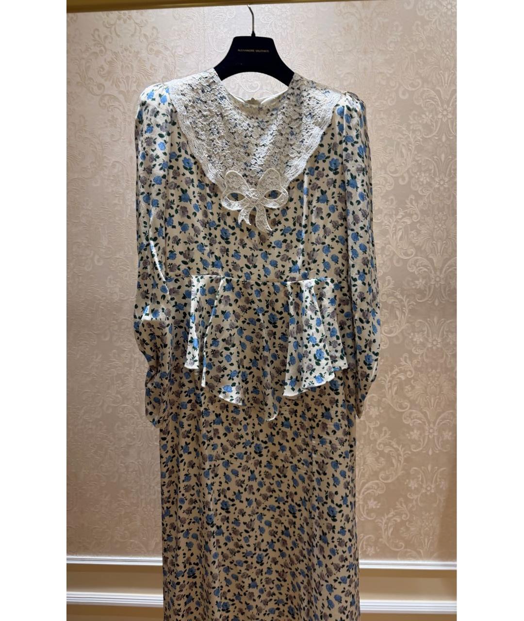 ALESSANDRA RICH Бежевое шелковое платье, фото 5