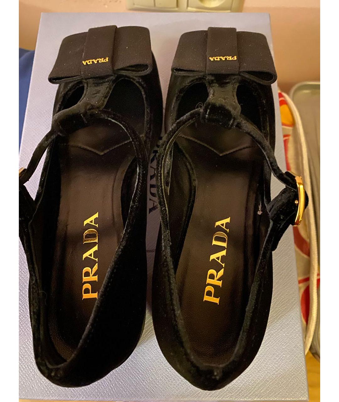 PRADA Черные бархатные туфли, фото 3
