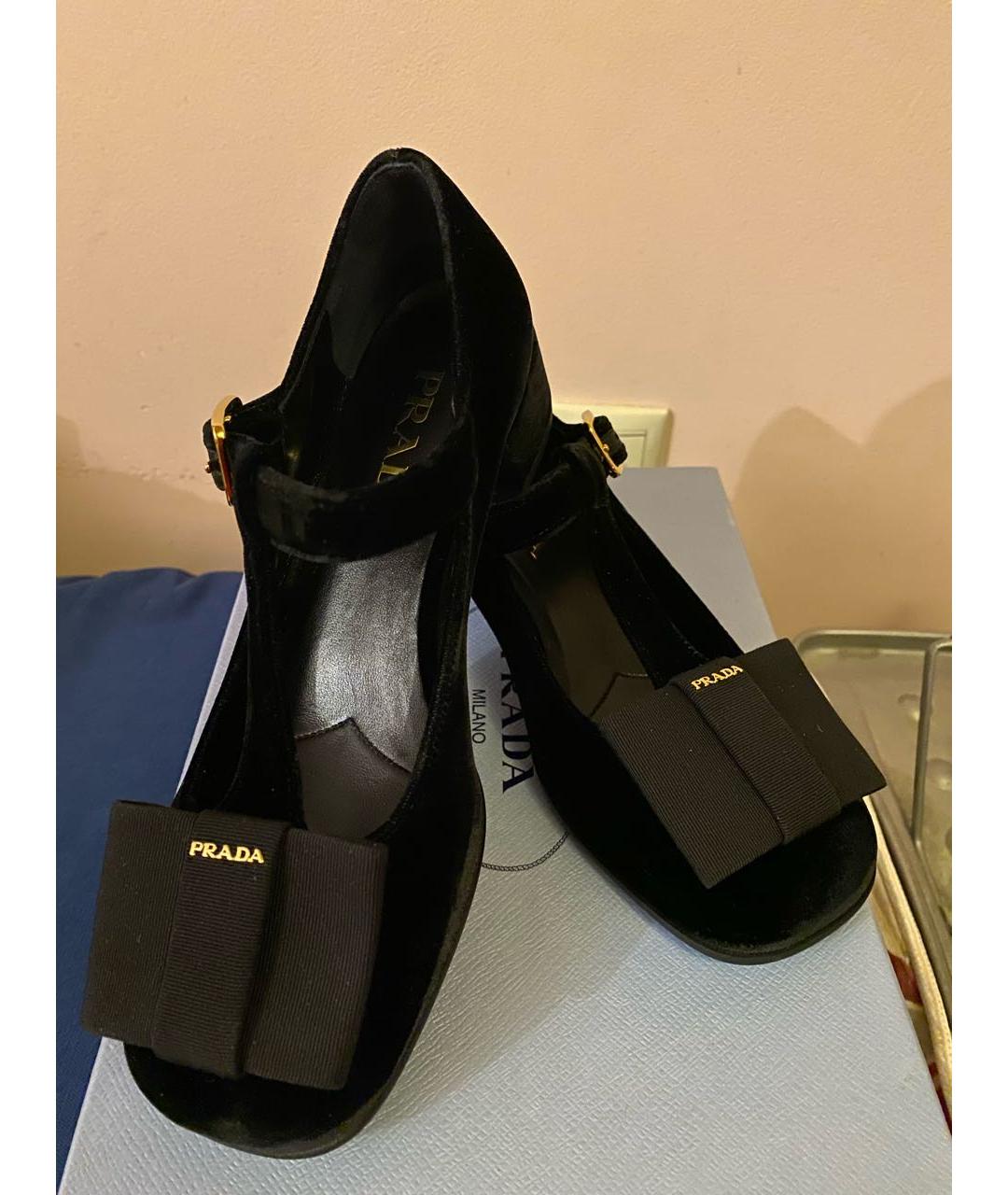 PRADA Черные бархатные туфли, фото 5