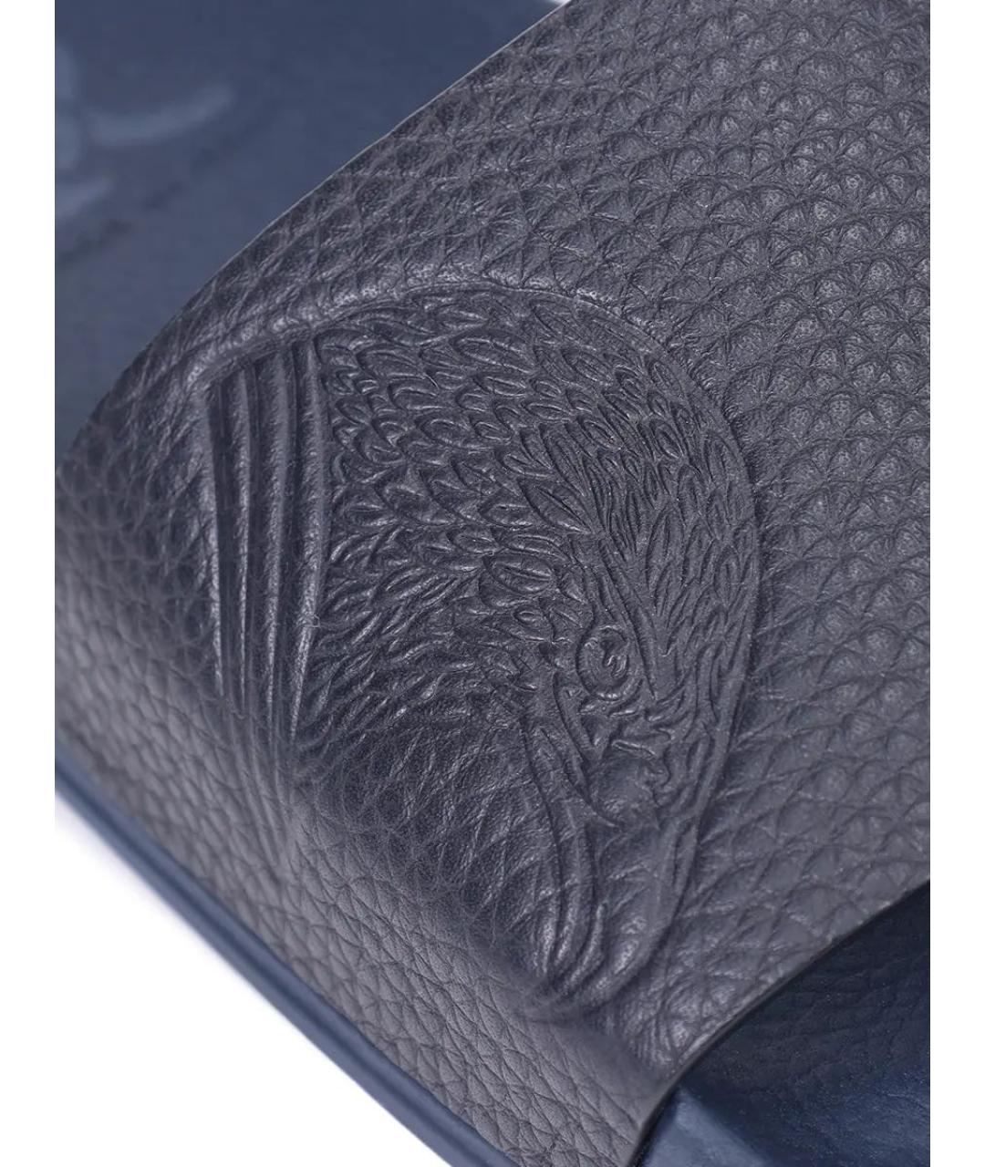 STEFANO RICCI Синие кожаные шлепанцы, фото 4