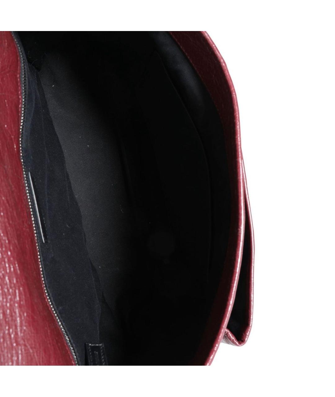 SAINT LAURENT Бордовая кожаная сумка через плечо, фото 6