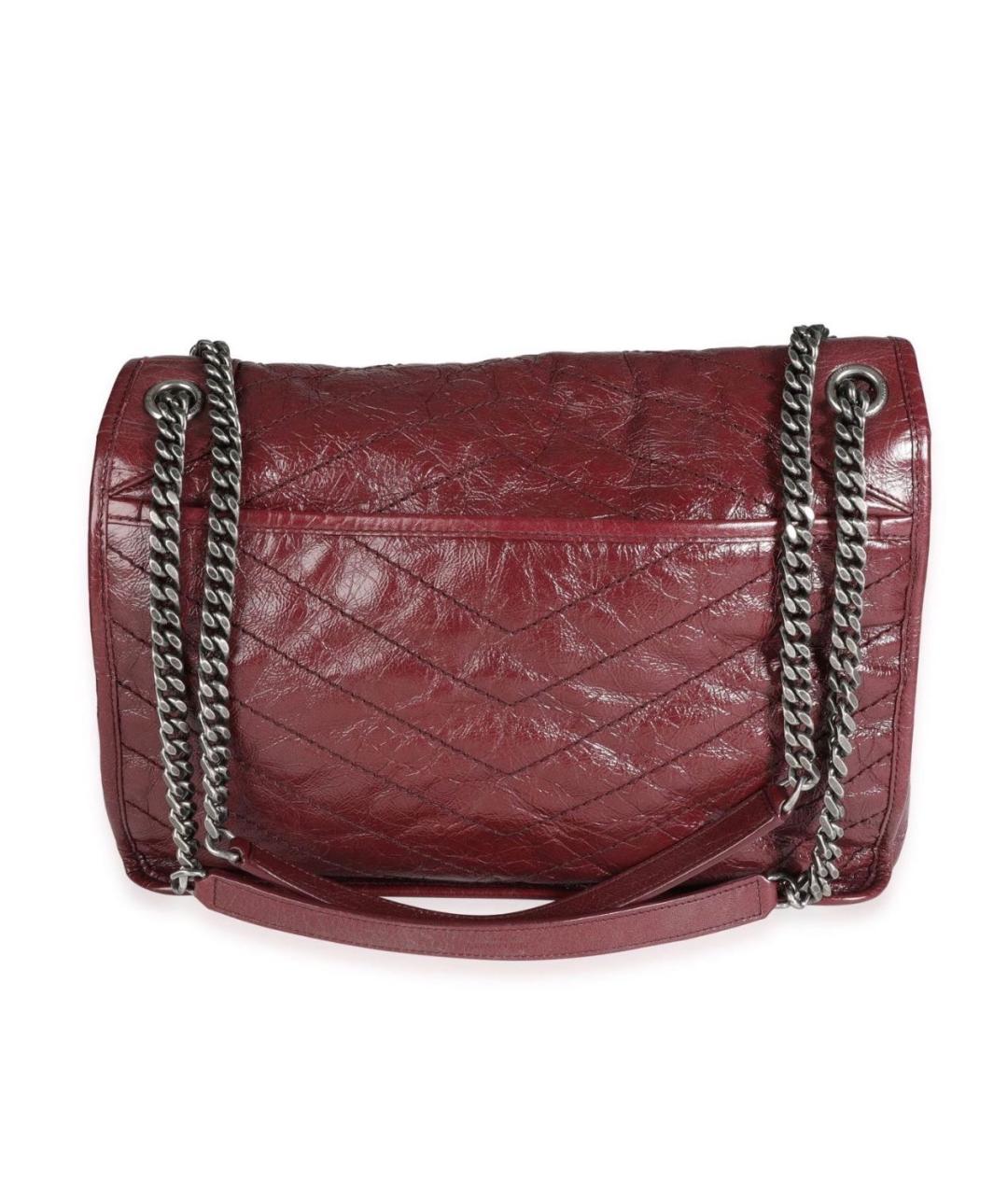 SAINT LAURENT Бордовая кожаная сумка через плечо, фото 3