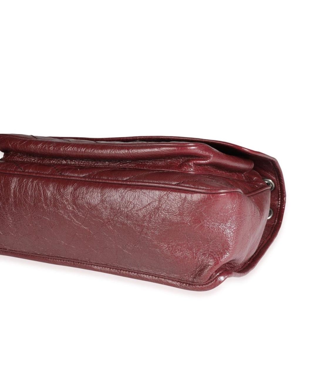 SAINT LAURENT Бордовая кожаная сумка через плечо, фото 5