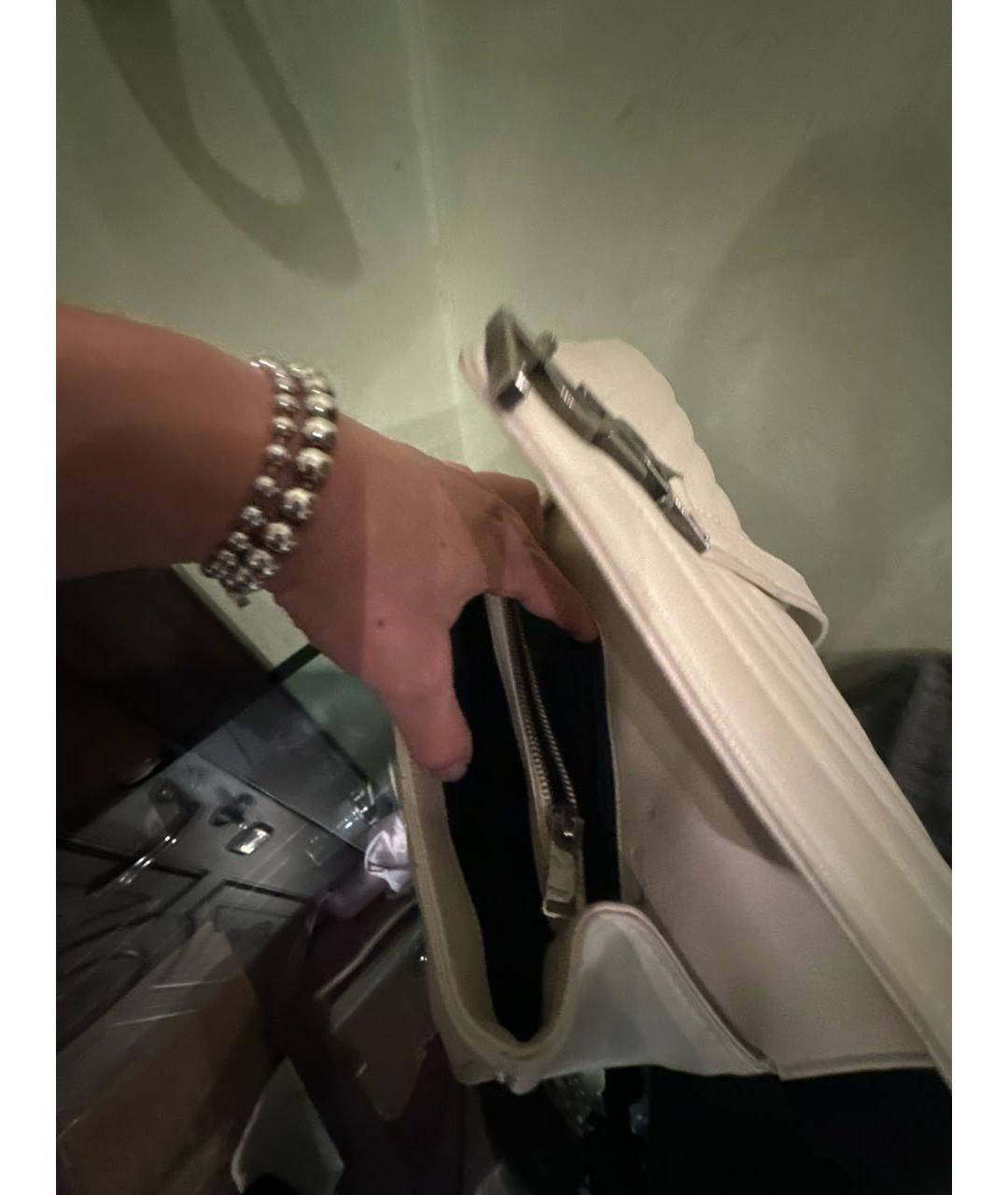 SAINT LAURENT Белая кожаная сумка через плечо, фото 6