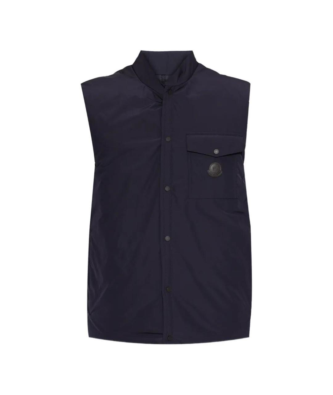 MONCLER Темно-синий полиэстеровый жилет, фото 1