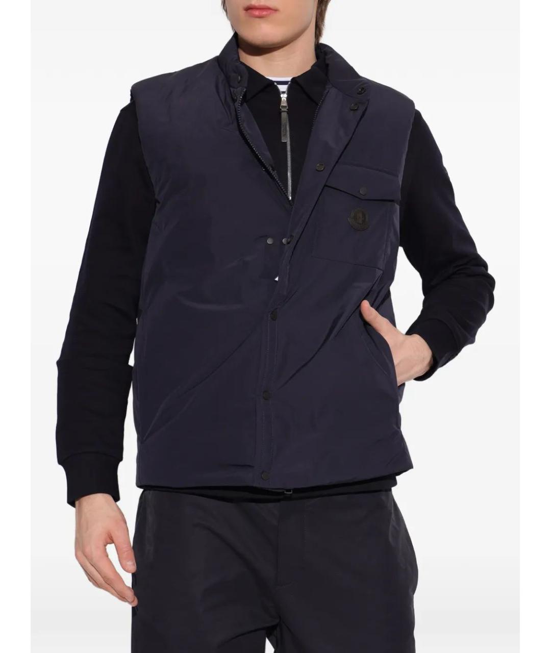 MONCLER Темно-синий полиэстеровый жилет, фото 3