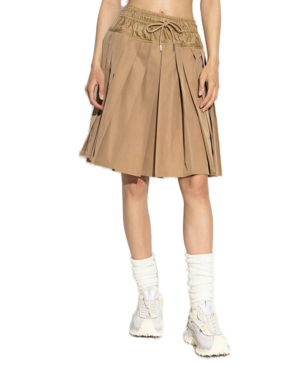 MONCLER Бежевая полиэстеровая юбка миди, фото 2