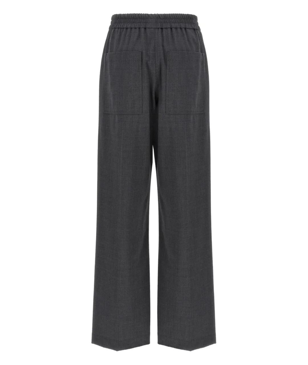 BRUNELLO CUCINELLI Серые шерстяные прямые брюки, фото 2