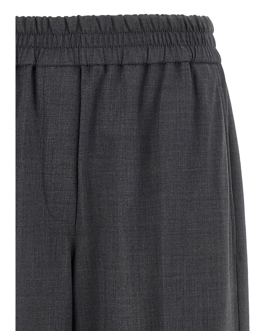 BRUNELLO CUCINELLI Серые шерстяные прямые брюки, фото 3