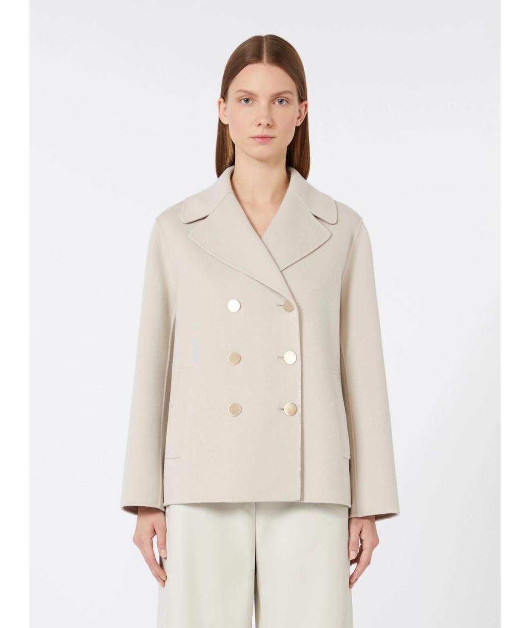 'S MAX MARA Бежевый шерстяной жакет/пиджак, фото 3