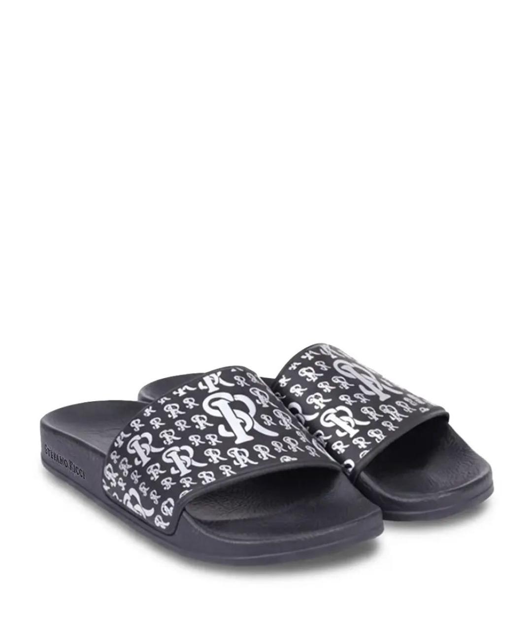 STEFANO RICCI Черные резиновые шлепанцы, фото 2