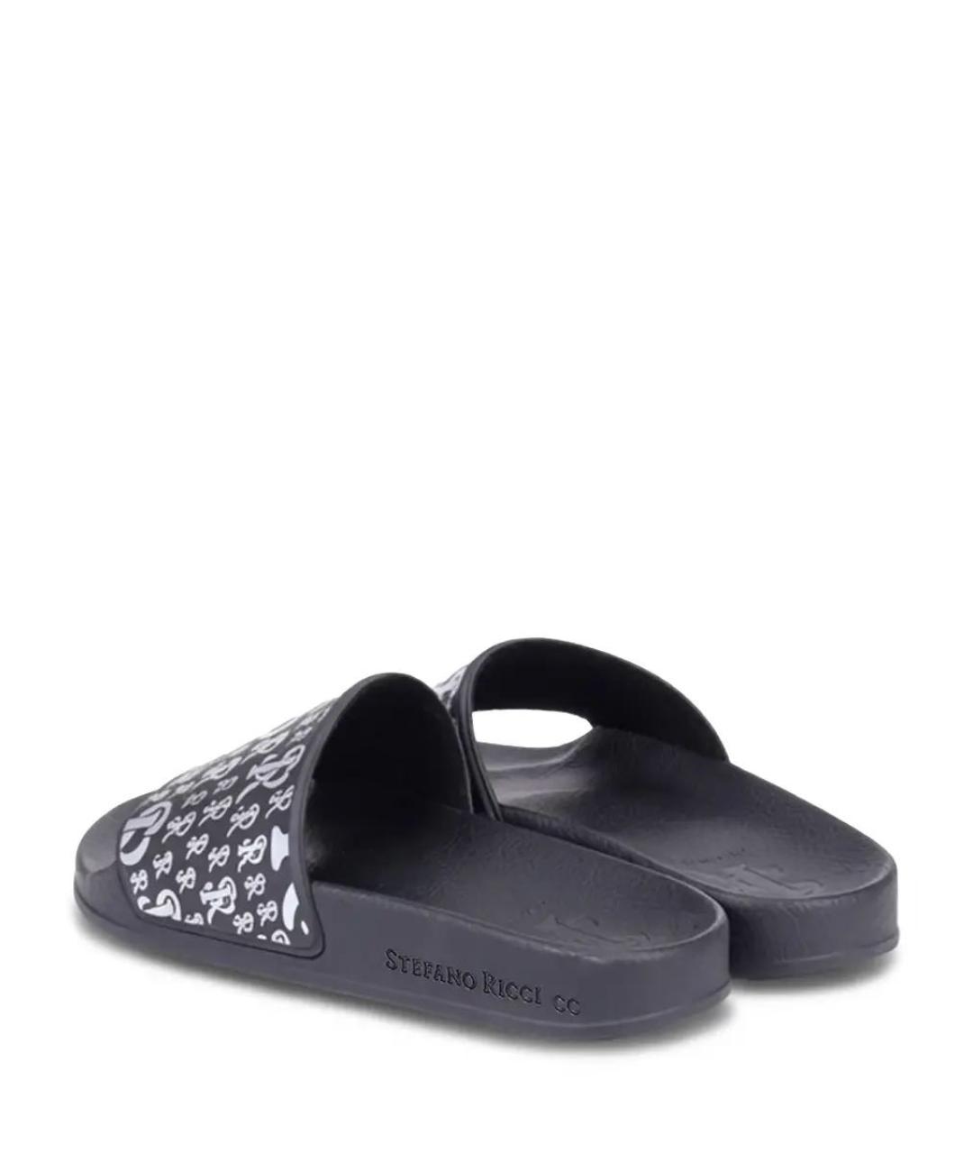 STEFANO RICCI Черные резиновые шлепанцы, фото 3