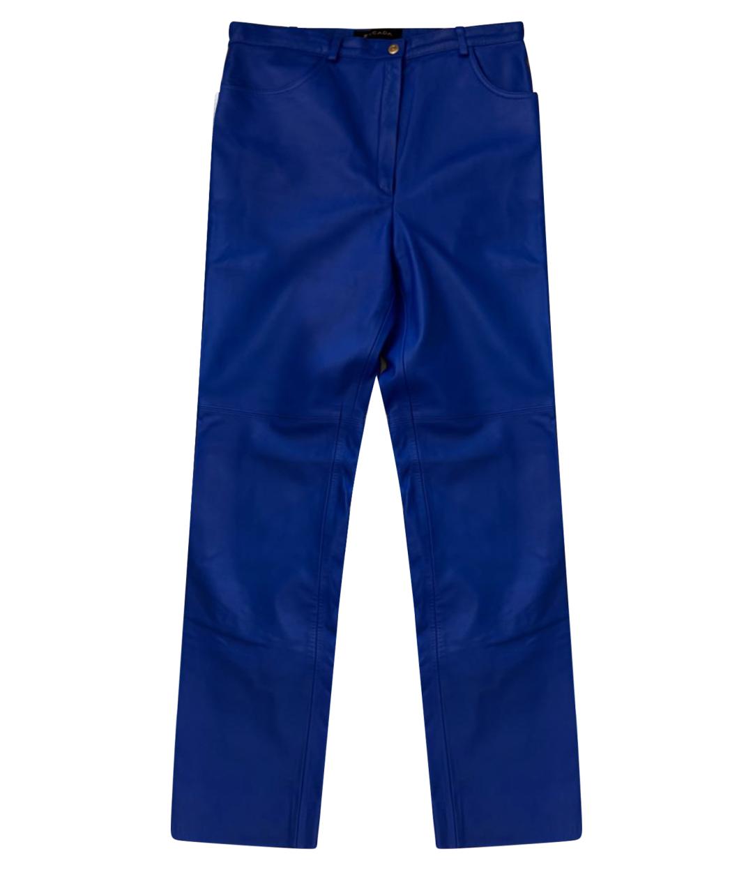 ESCADA Синие кожаные прямые брюки, фото 1