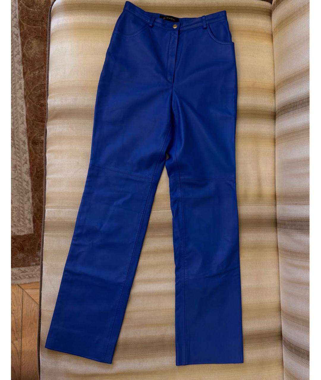 ESCADA Синие кожаные прямые брюки, фото 5