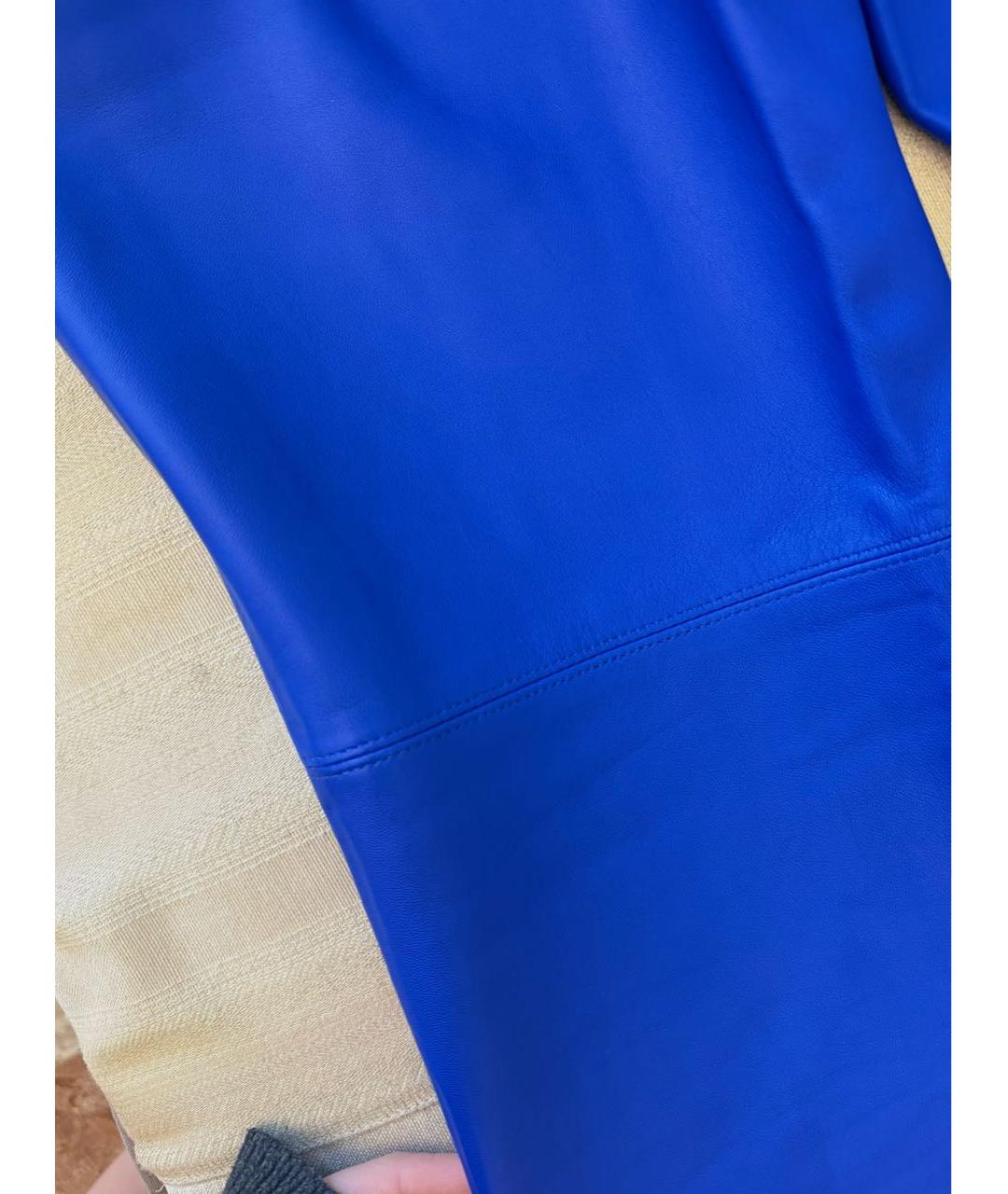 ESCADA Синие кожаные прямые брюки, фото 4