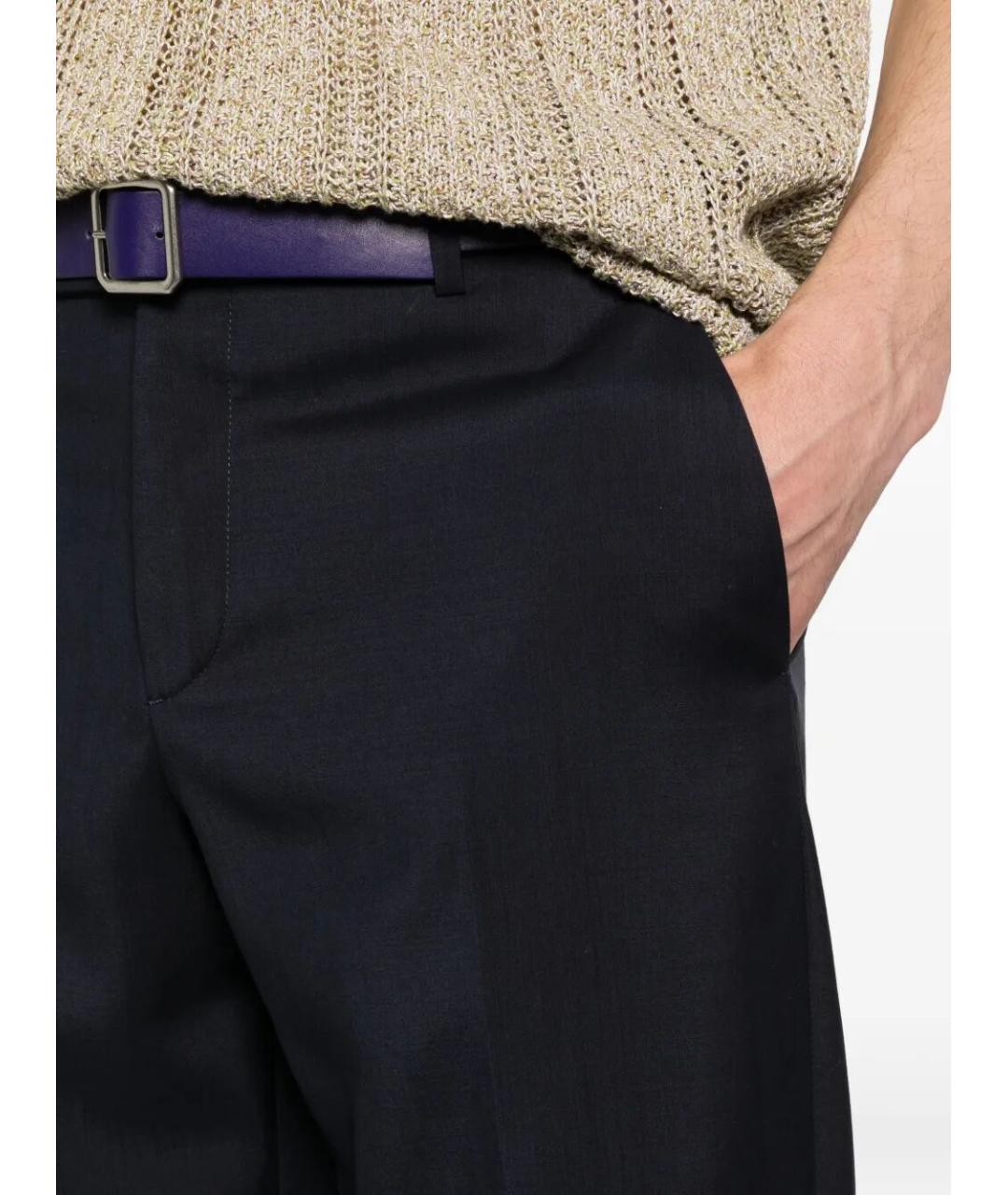 FENDI Темно-синие шерстяные повседневные брюки, фото 5