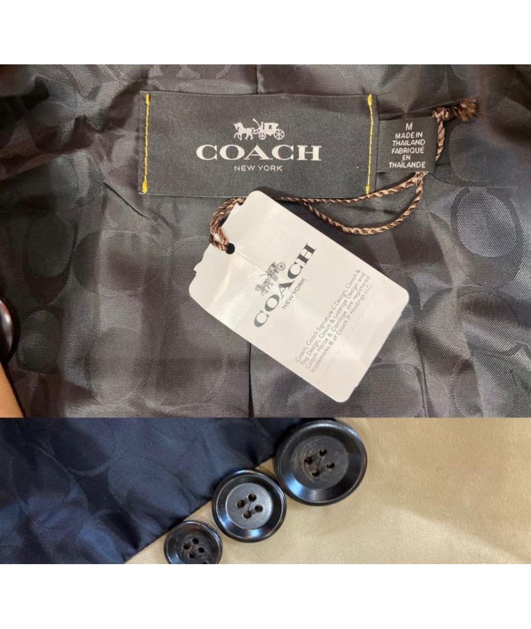 COACH Бежевый хлопковый тренч/плащ, фото 7