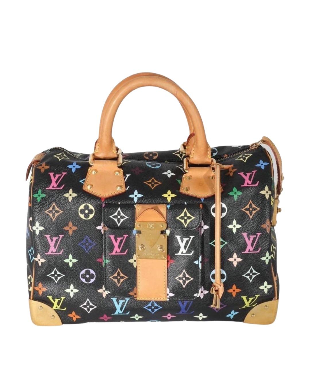 LOUIS VUITTON Черная кожаная сумка с короткими ручками, фото 1