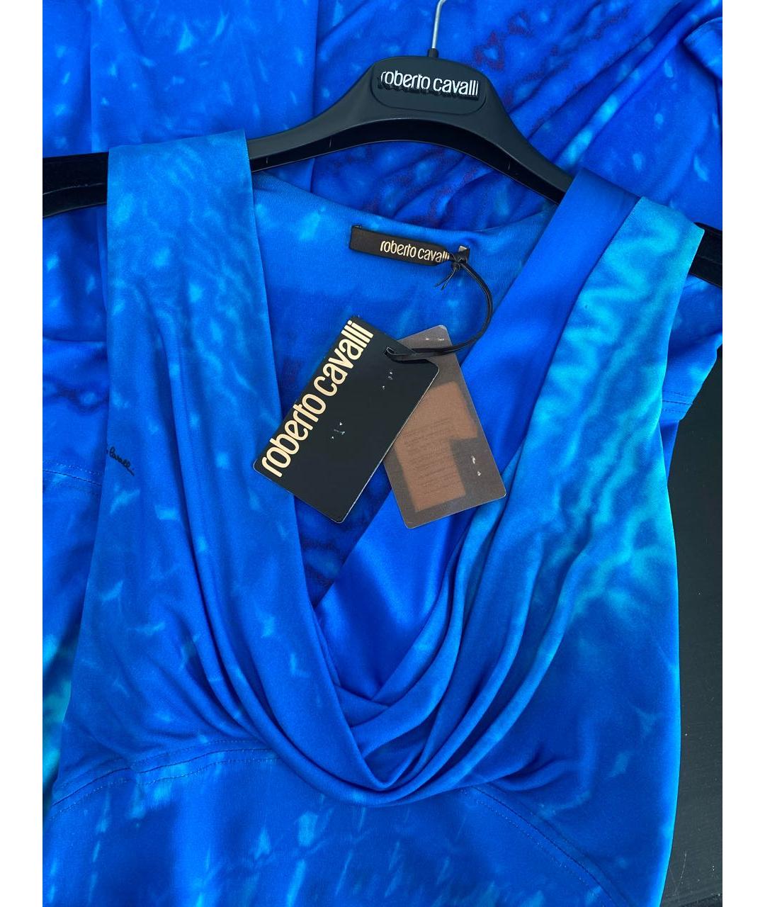 ROBERTO CAVALLI Синее вискозное платье, фото 3