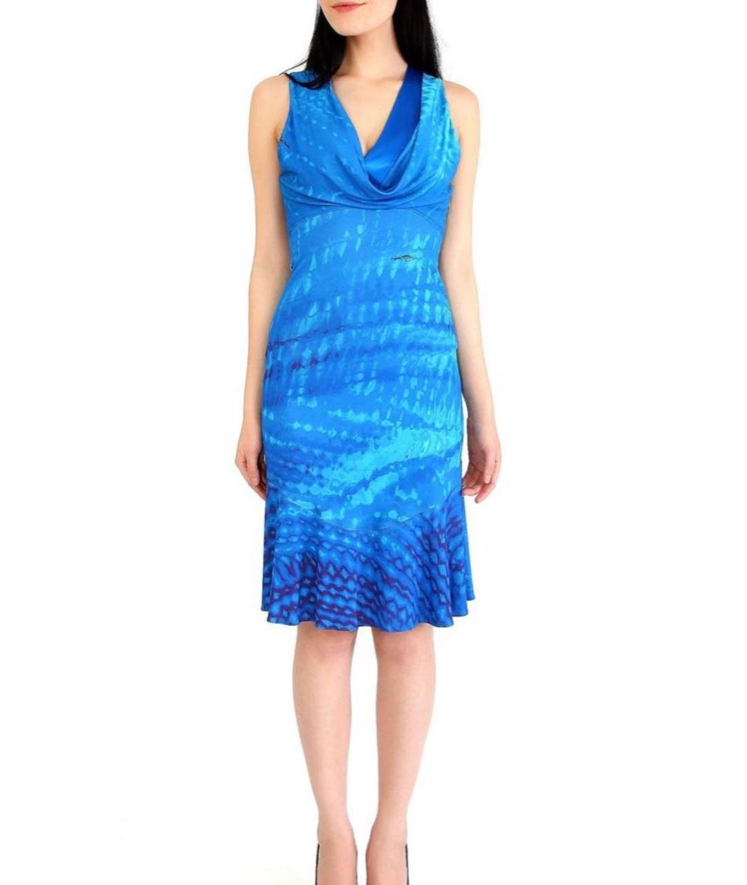 ROBERTO CAVALLI Синее вискозное платье, фото 6