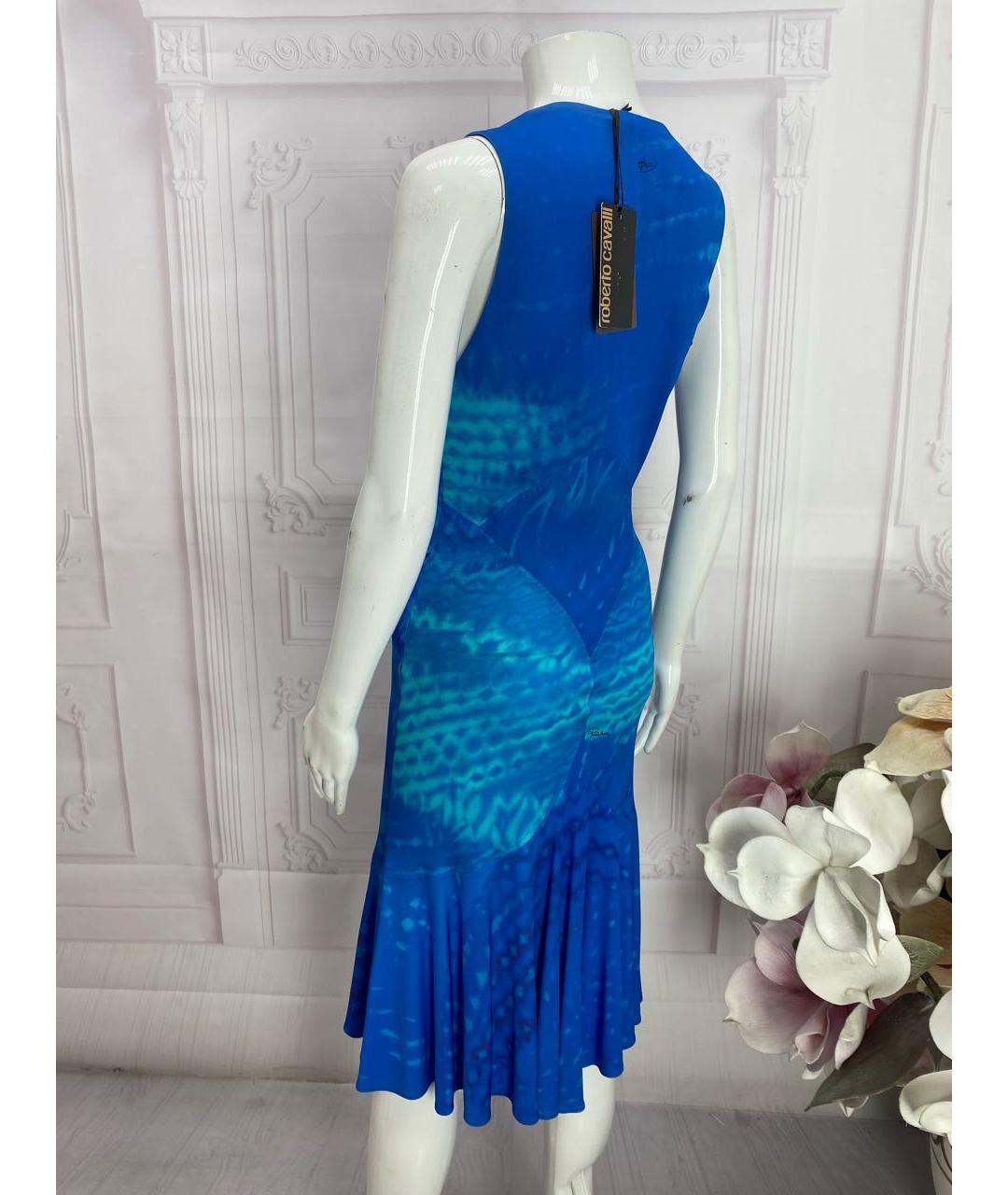 ROBERTO CAVALLI Синее вискозное платье, фото 2