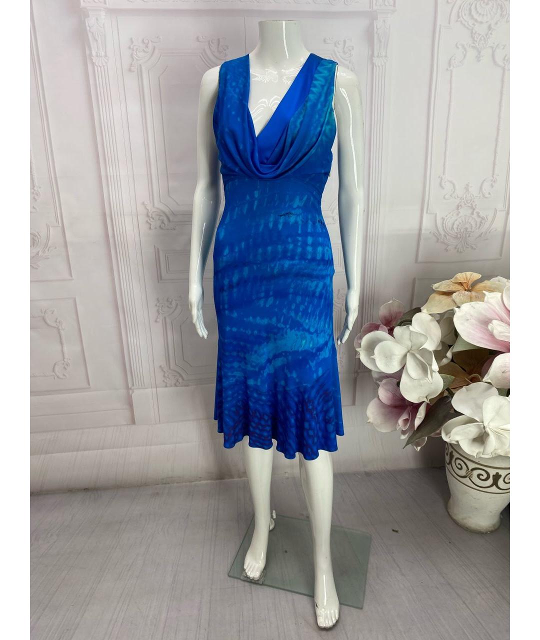 ROBERTO CAVALLI Синее вискозное платье, фото 5