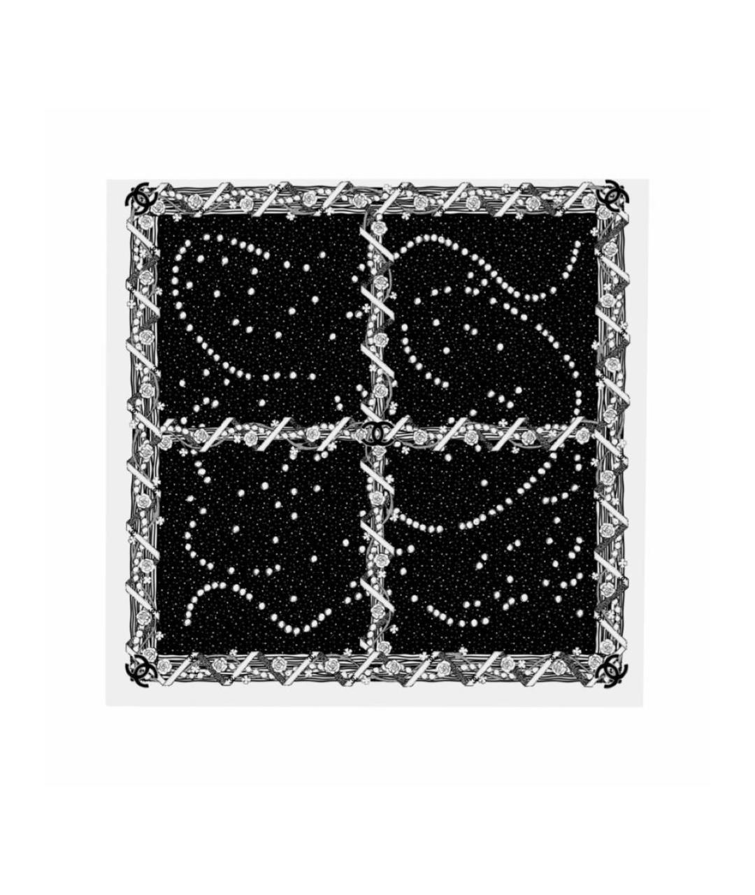 CHANEL Черный шелковый платок, фото 2