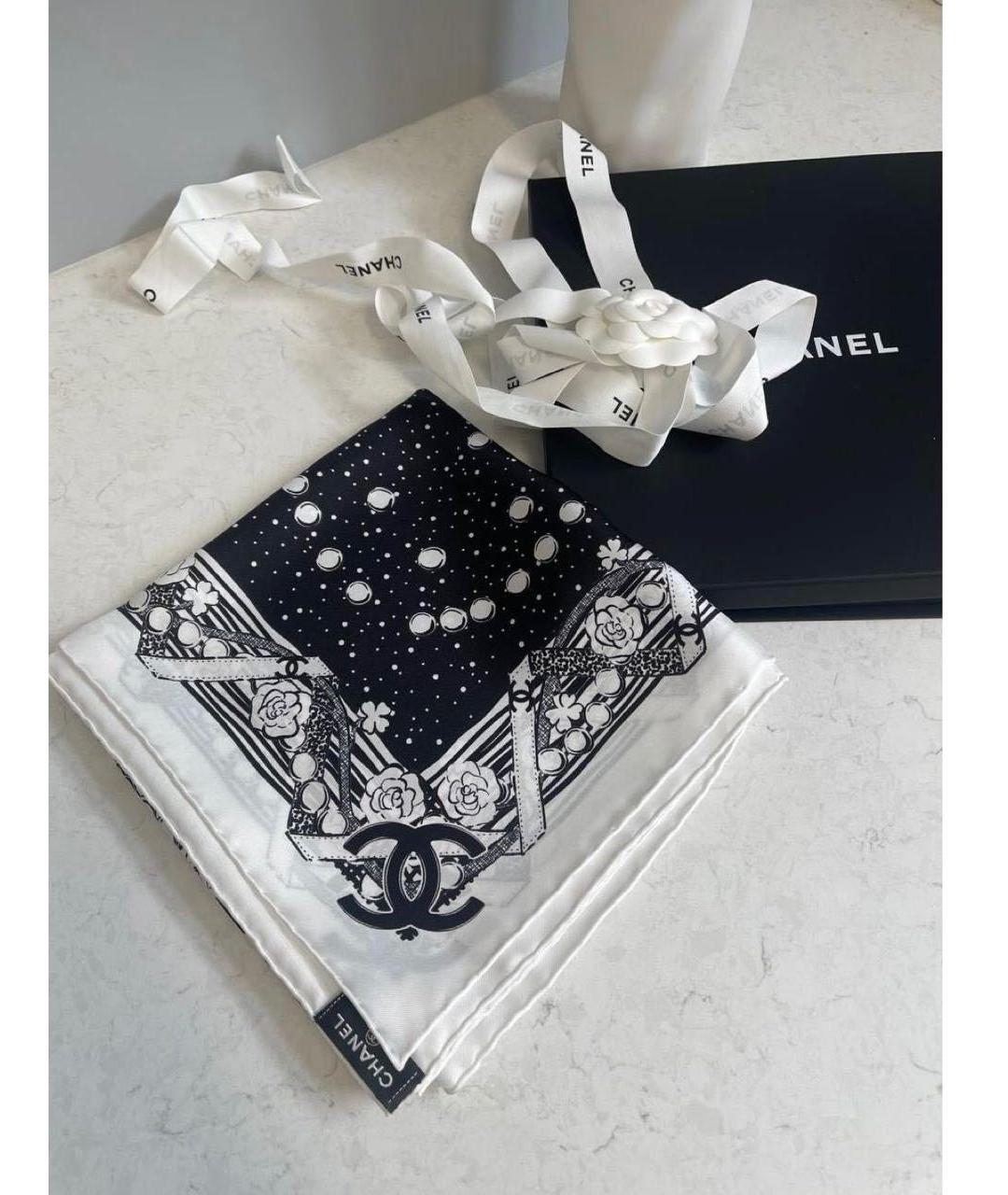 CHANEL Черный шелковый платок, фото 4