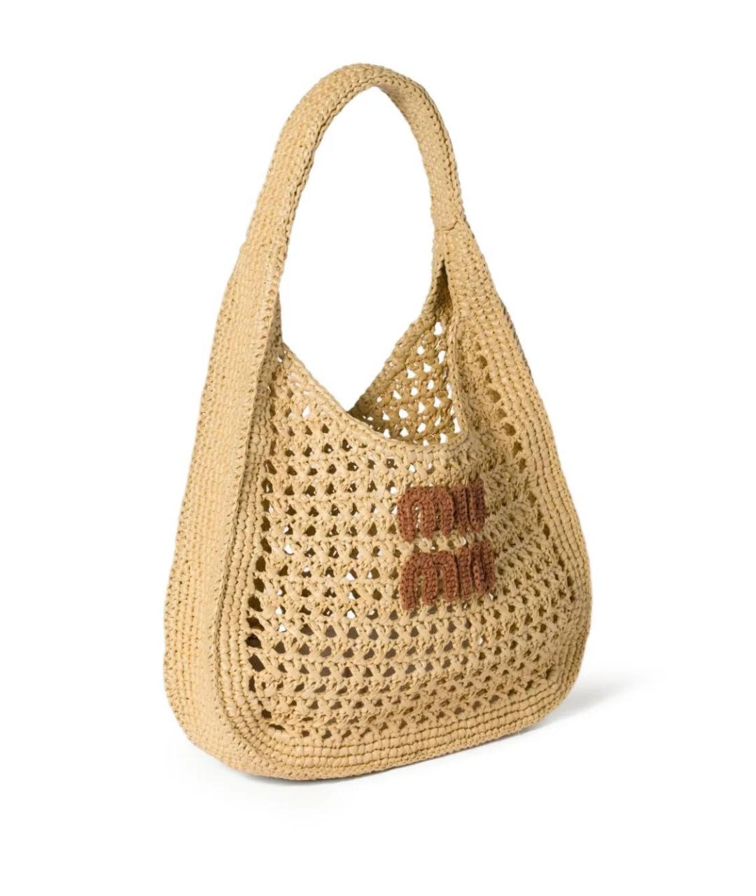 MIU MIU Бежевая пелетеная сумка через плечо, фото 3