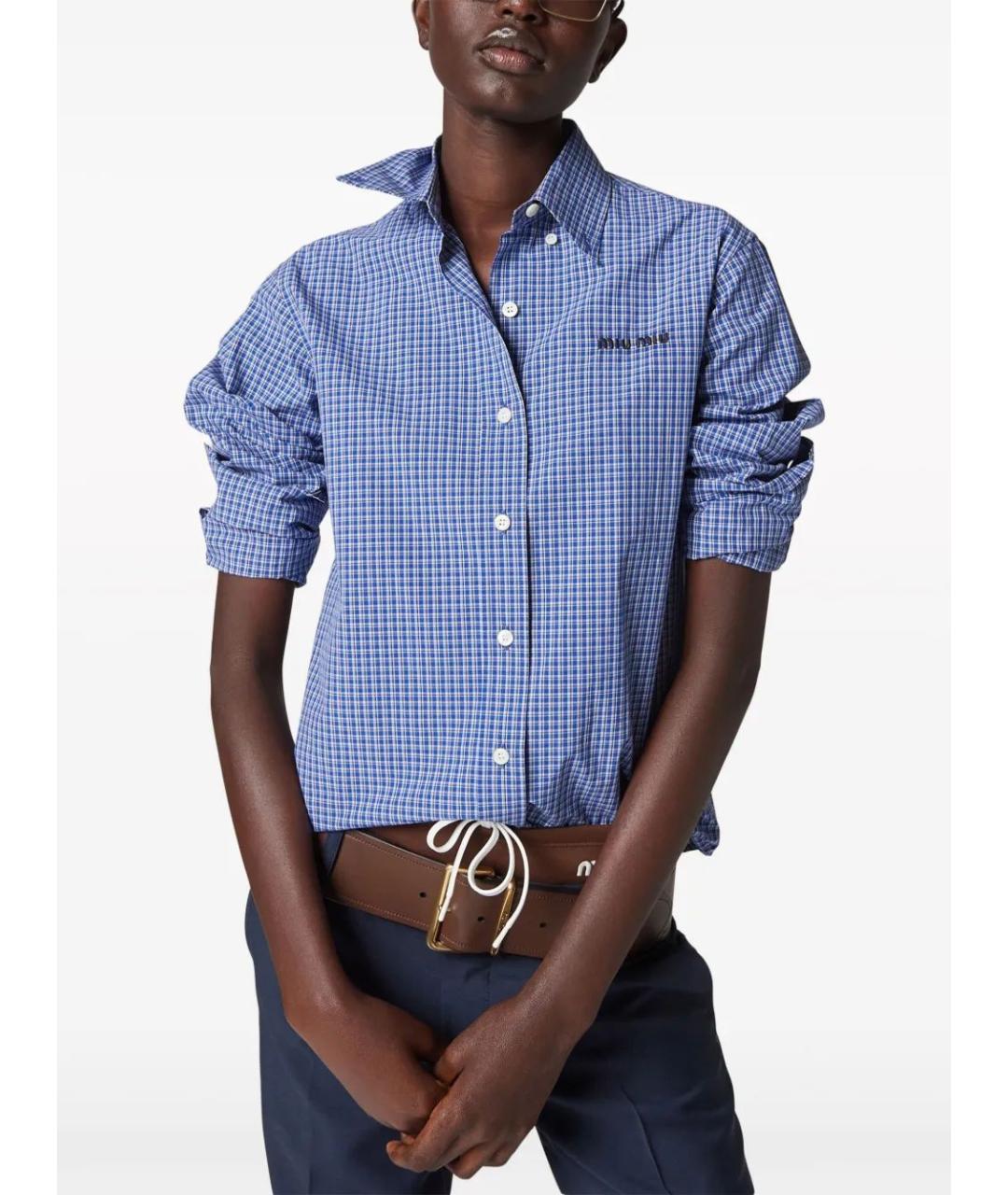 MIU MIU Синяя хлопковая рубашка, фото 2