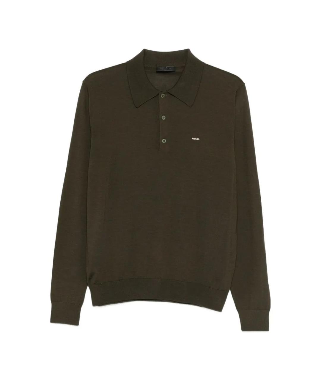 PRADA Зеленые хлопковое поло с длинным рукавом, фото 1