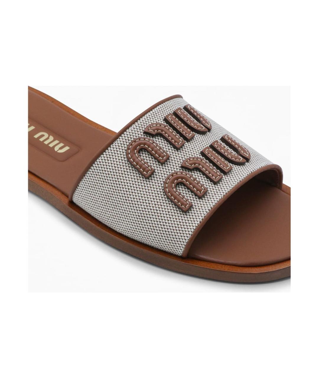 MIU MIU Мульти кожаные шлепанцы, фото 4