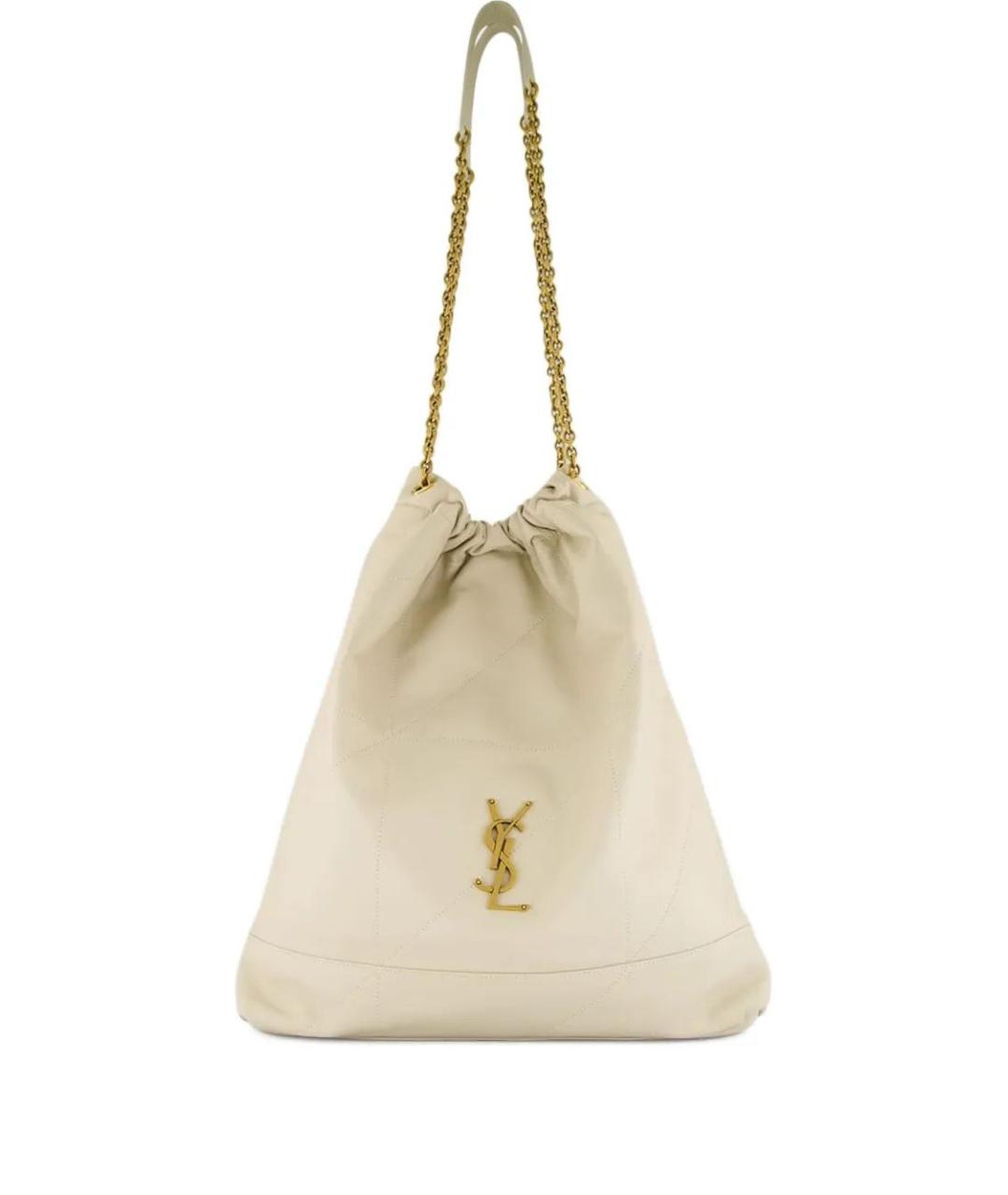 SAINT LAURENT Бежевая кожаная сумка через плечо, фото 1