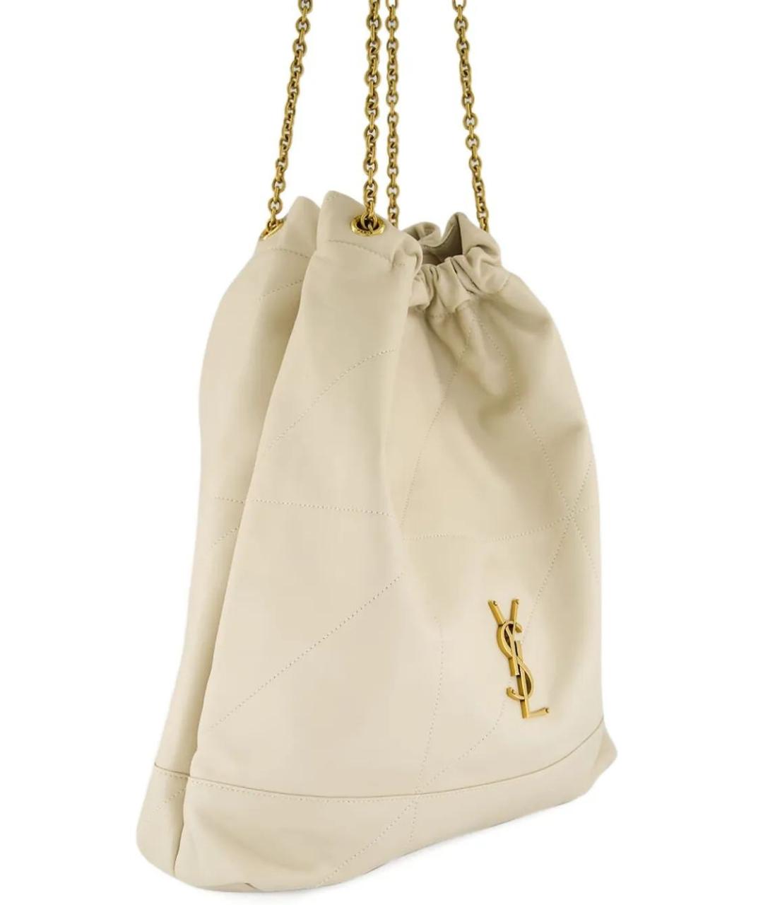 SAINT LAURENT Бежевая кожаная сумка через плечо, фото 4