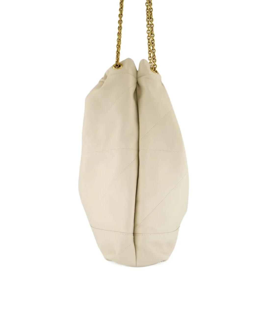 SAINT LAURENT Бежевая кожаная сумка через плечо, фото 3