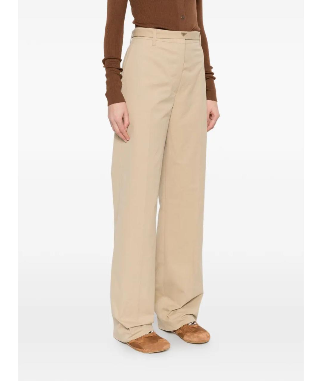 PRADA Бежевые хлопковые прямые брюки, фото 3