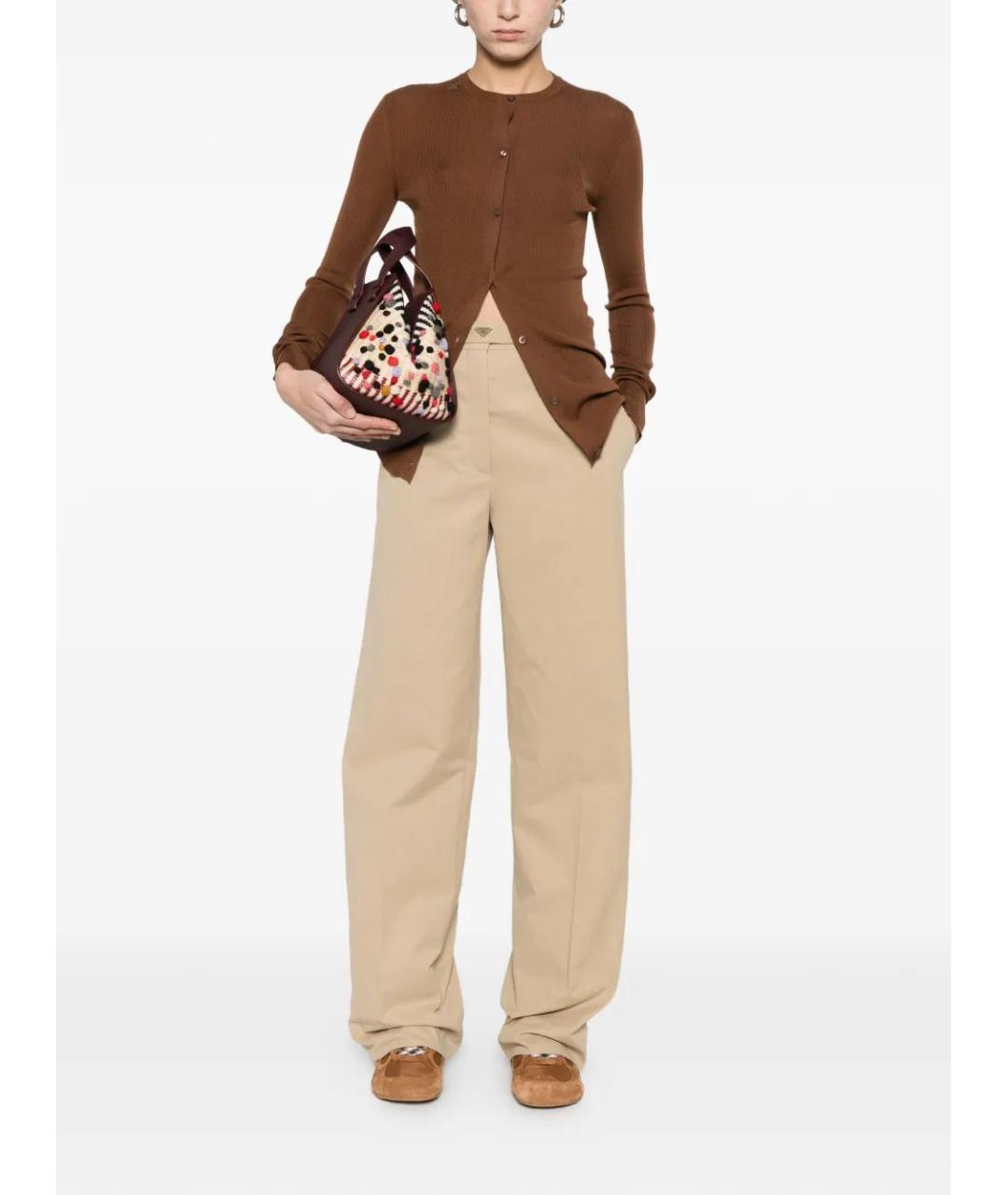 PRADA Бежевые хлопковые прямые брюки, фото 2