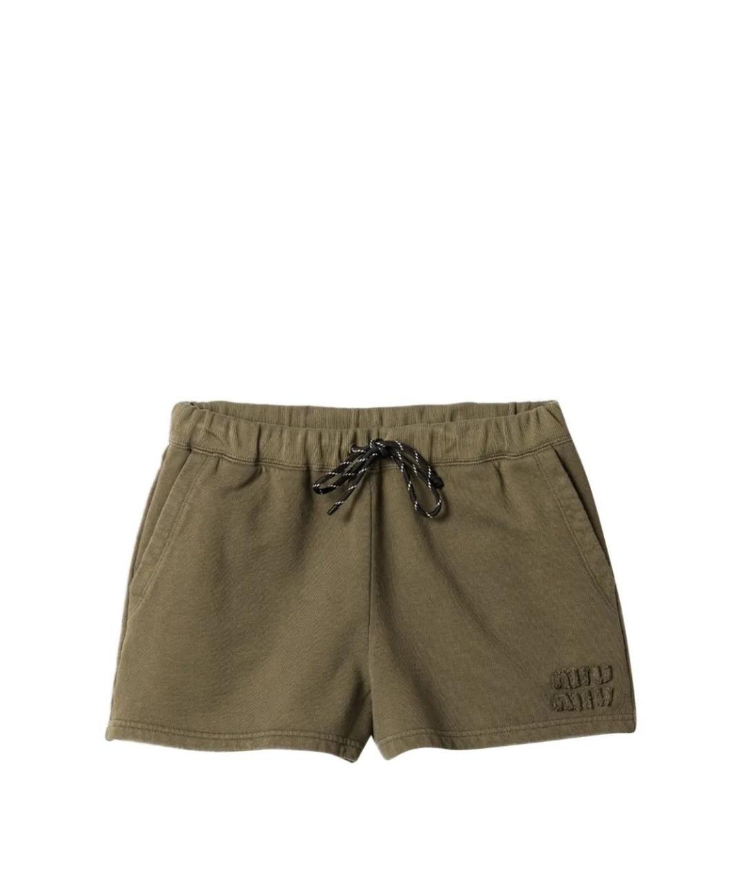 MIU MIU Хаки хлопковые шорты, фото 1
