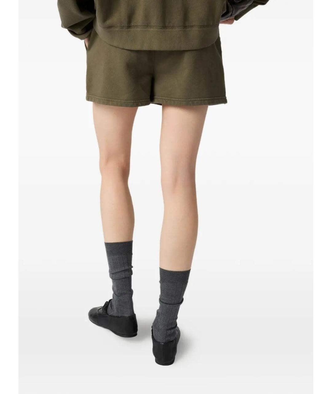 MIU MIU Хаки хлопковые шорты, фото 4