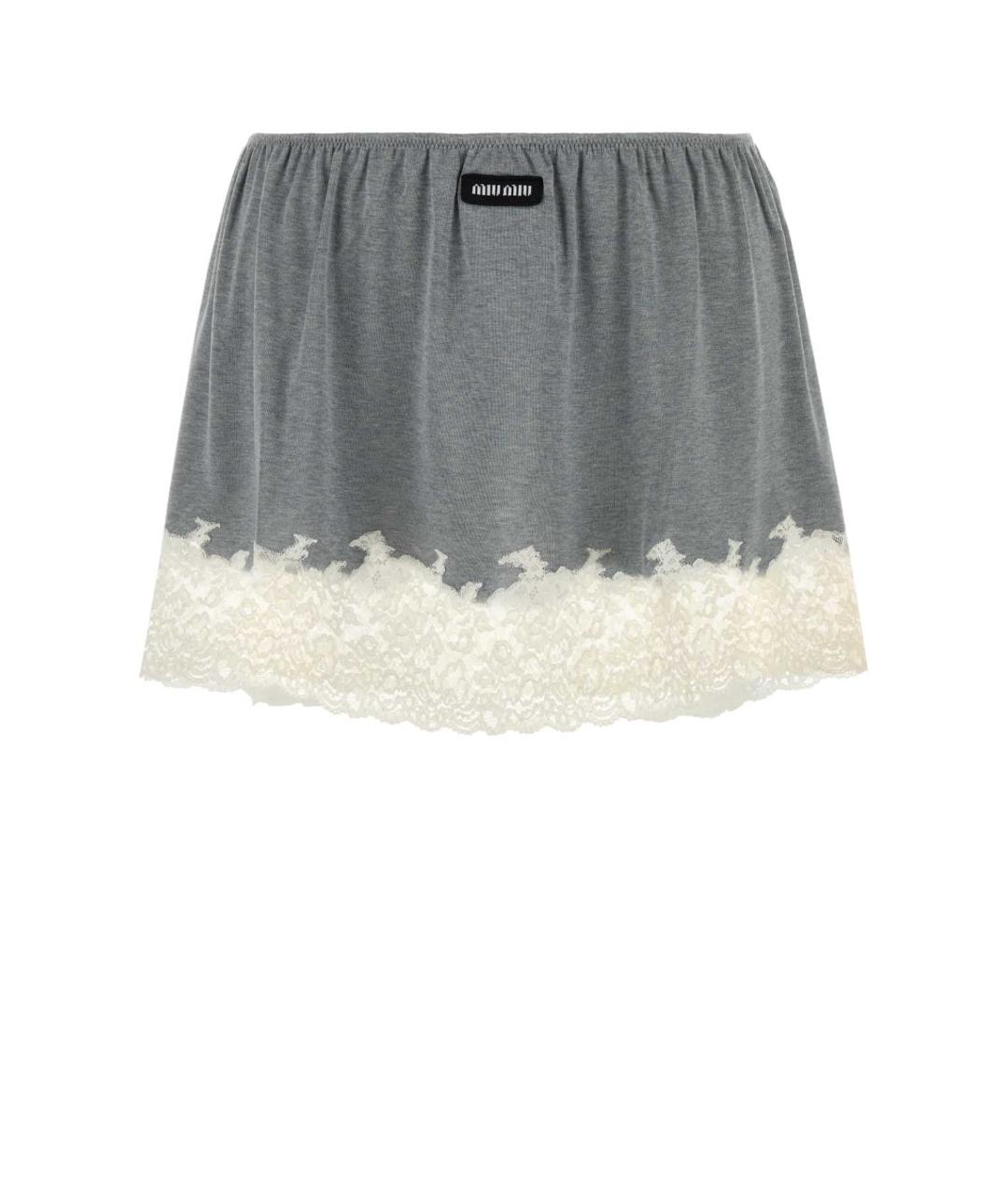 MIU MIU Серая шелковая юбка мини, фото 1
